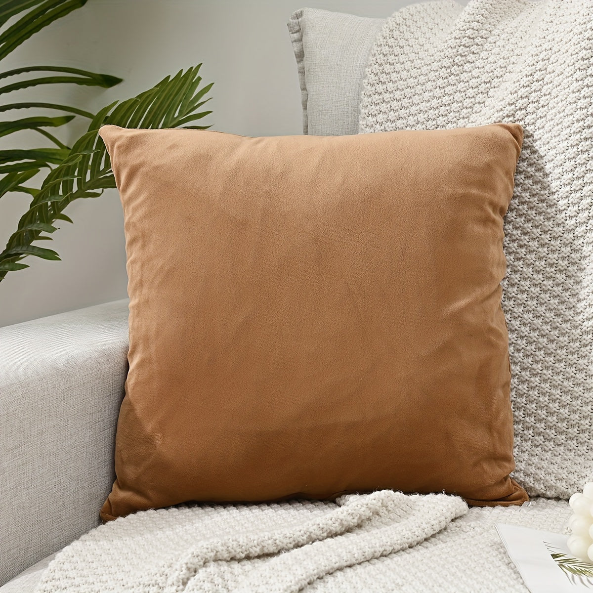 Luxurious Silver Fox Velvet Throw Pillow Cover with Zipper Closure