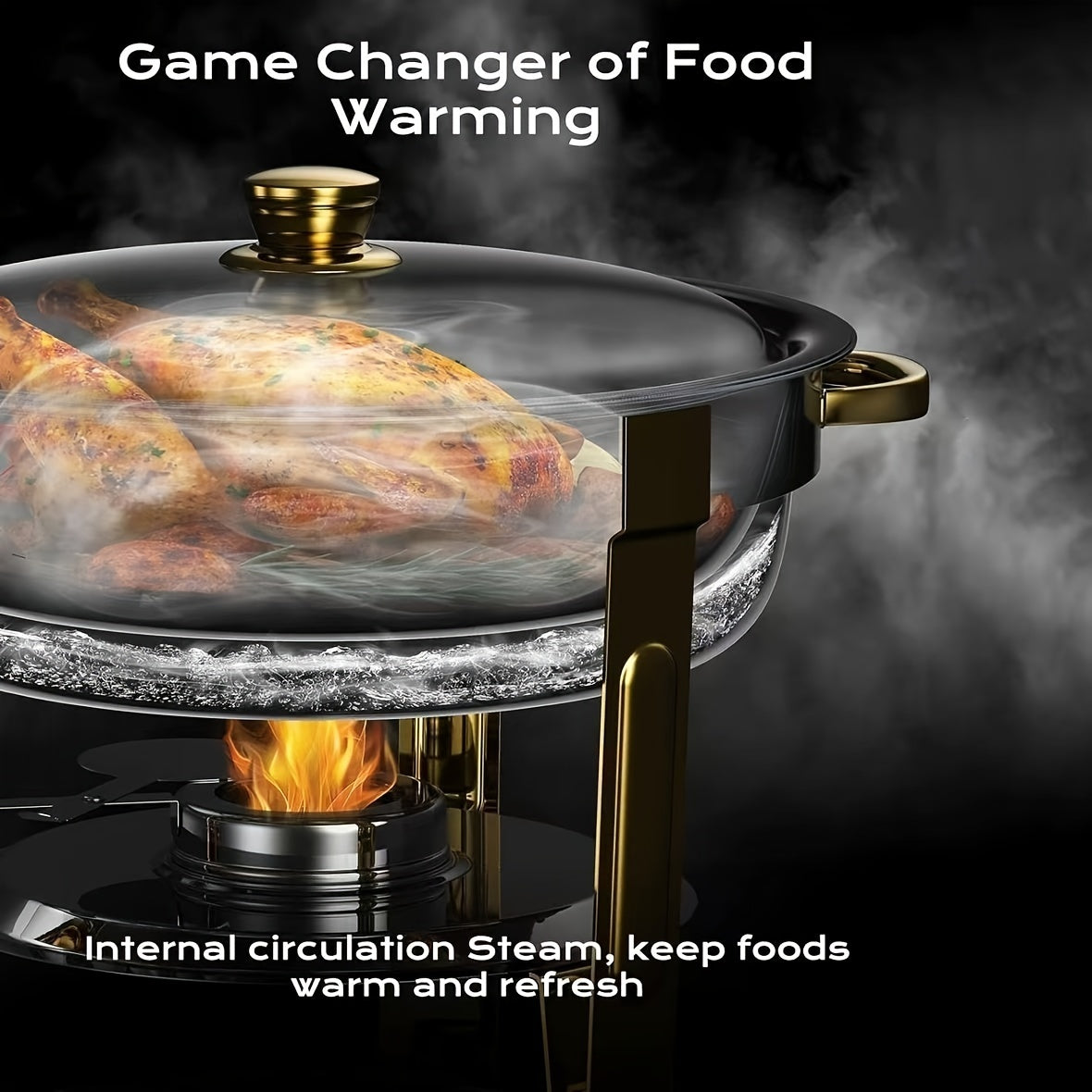 Set of 4 Stainless Steel Chafing Dishes 5QT Gold Silver Party Event