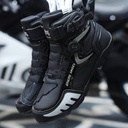 Women's Short Leather Boots All-Season Pull-On Casual Motorcycle Shoes