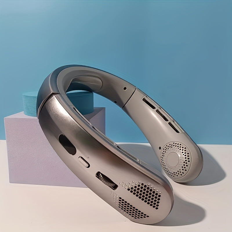 Ventilador de cuello recargable con velocidades ajustables, carga USB, enfriamiento sin manos para actividades al aire libre