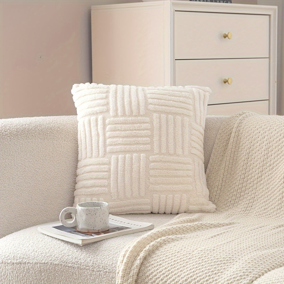 Boho Throw Pillow Cover Soft Plush Stripe Farmhouse Cushion Cover 45.72cm 45.72cm 30.48cm 50.8cm