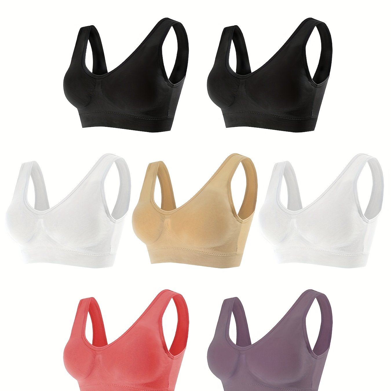 Plus-Size Wireless Sports Bra Compression Seamless Cross-Back Removable Pads