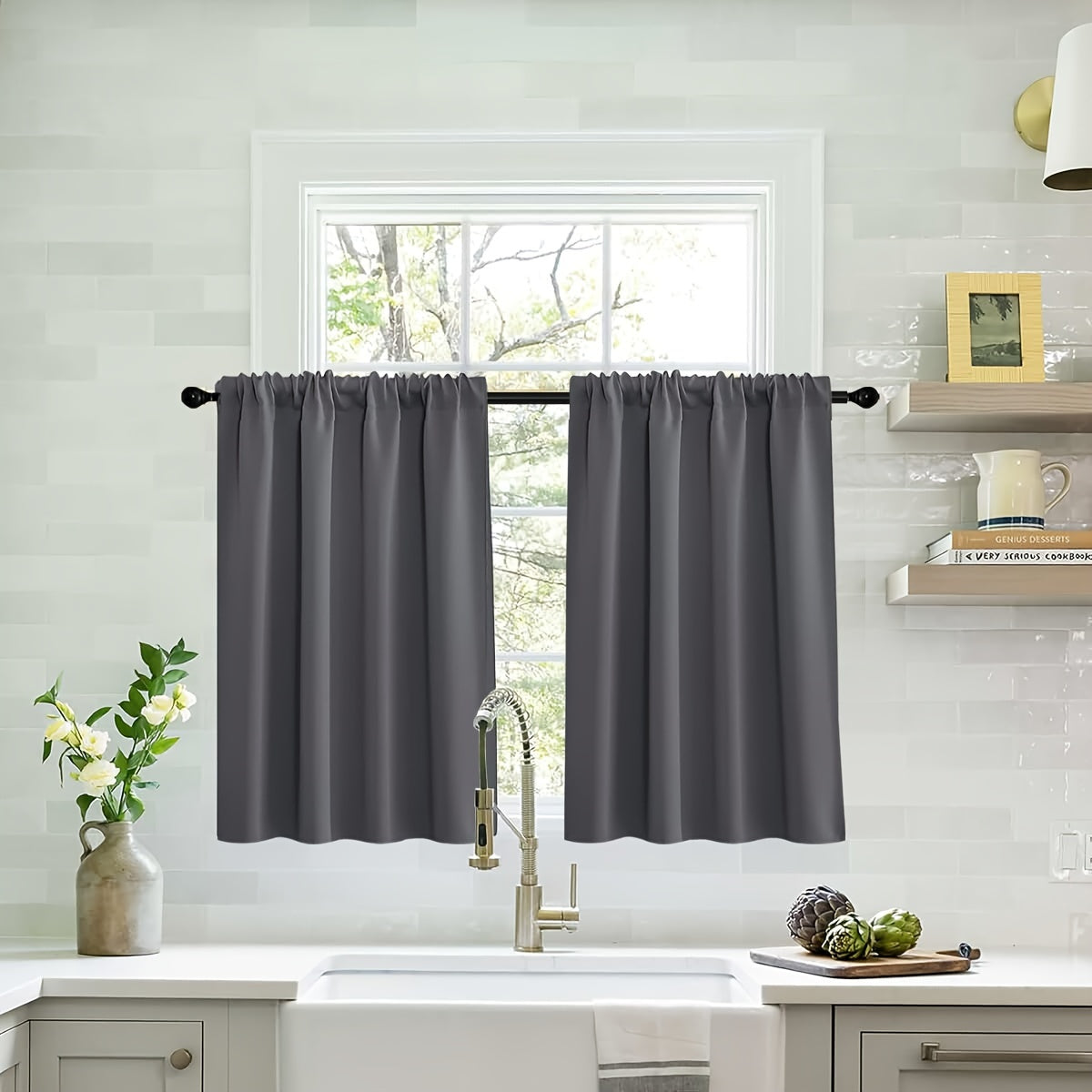 2-Pack RV Window Curtains Blackout Thermal Insulation Privacy Short Drapes Gray