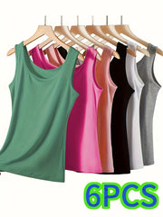 Plus-Size Women Vests Sleeveless Tops Autumn Winter Underwear Pack of 6