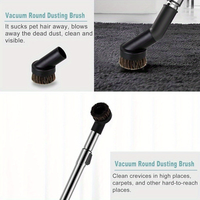 32mm Circular Dusting Brush with Rubber Grip Durable Plastic Vacuum Attachment for Sofa and Floor Cleaning