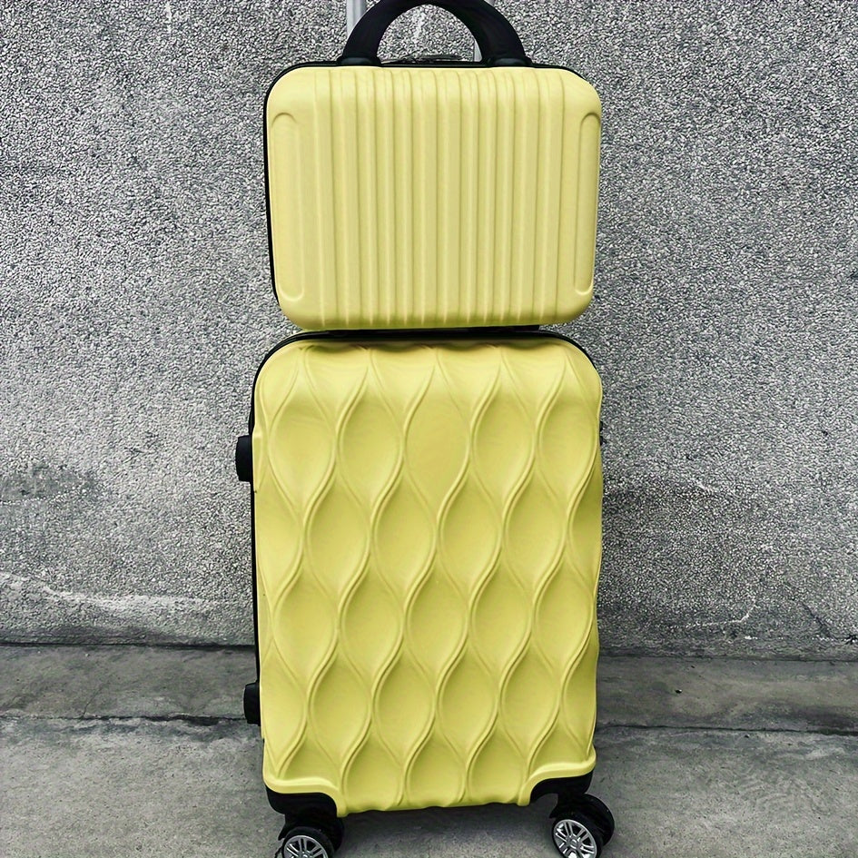 2-Piece ABS Hardside Luggage Set with Spinner Wheels 20 Inch White Lightweight Lockable