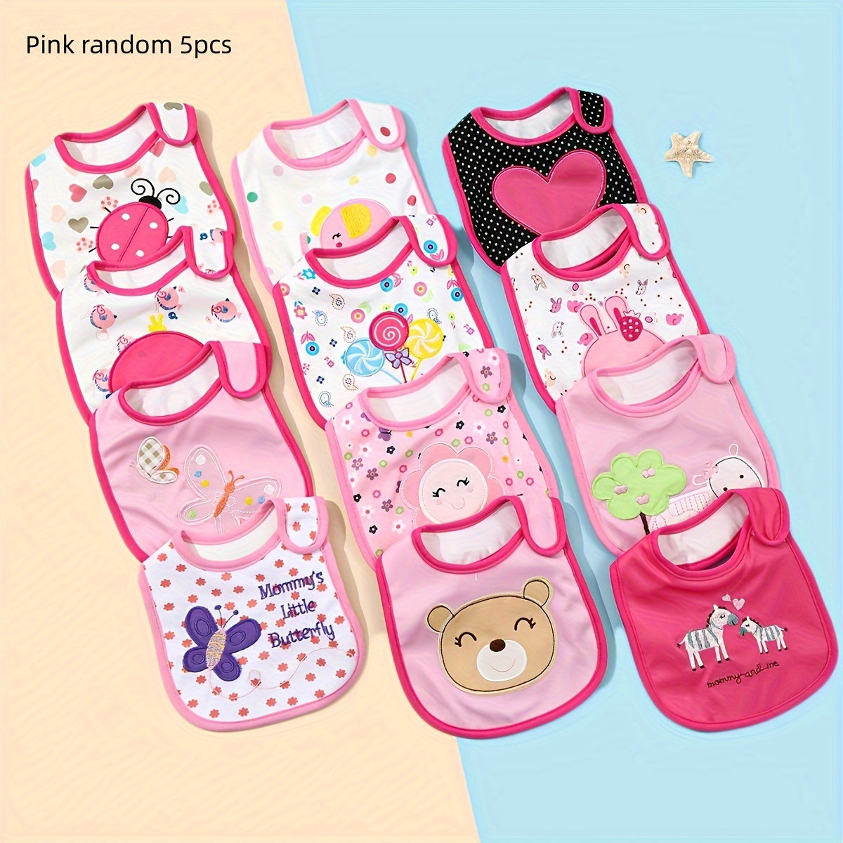 Juego de 5 baberos de algodón impermeables para bebés e infantes de 0-3 años