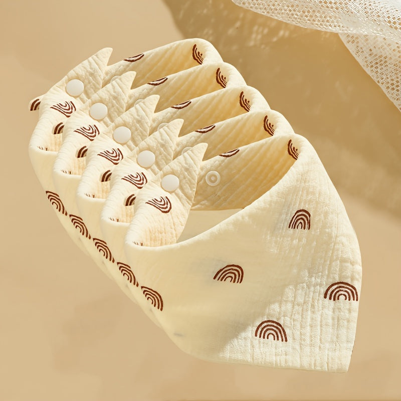 Juego de 5 baberos de alimentación para niños con diseño de dibujos animados suave y cierre de clic