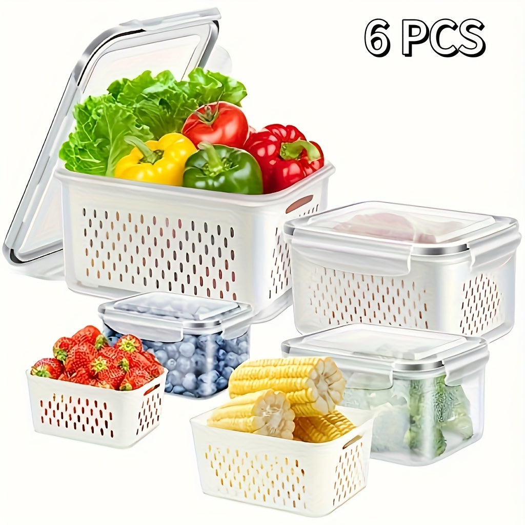 6-Pack BPA-Free Plastic Food Storage Containers with Lids for Refrigerator and Kitchen Organization