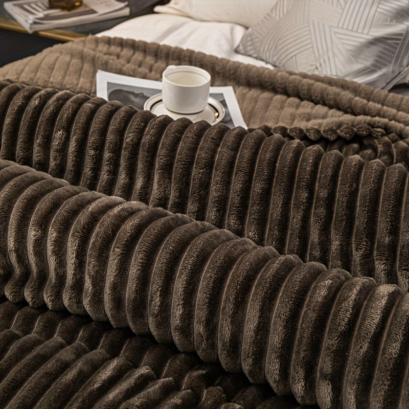 Plush Checkered Rabbit Fur Effect Blanket for Cold Nights and Cozy Snuggling