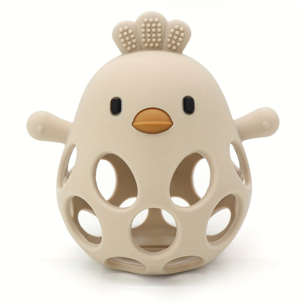 Baby Teether with Hand Grip Hollowed Out Chicken Design for Teething Relief