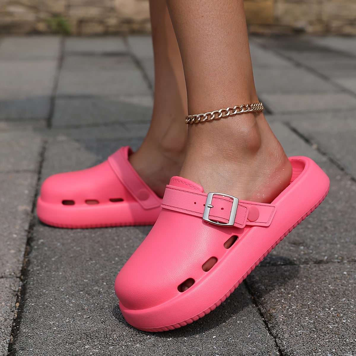 Women's Neon Green Slip-On Platform Sandals Open-Toe Casual Poolside