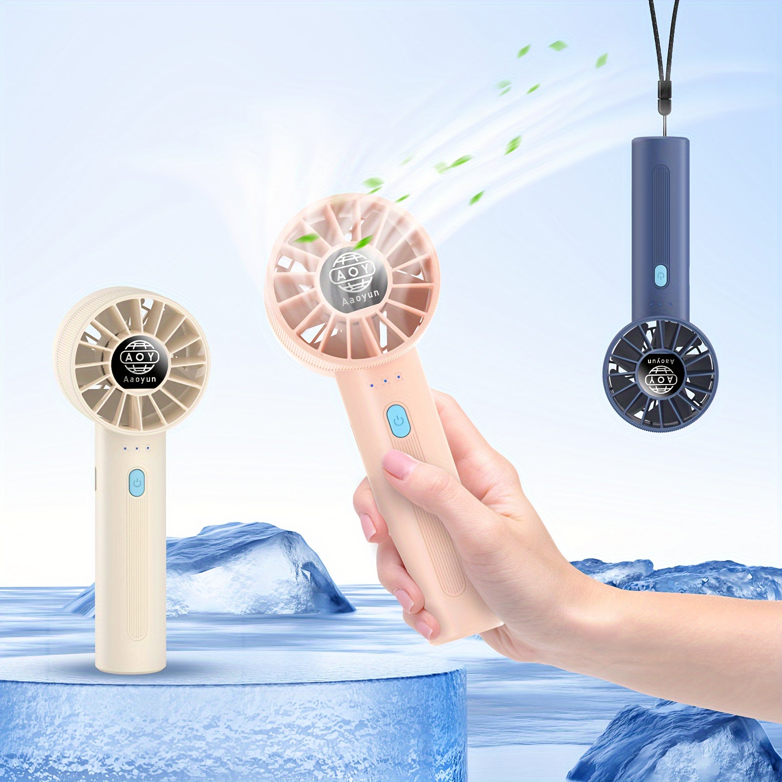 Rechargeable Mini Turbine Fan with USB Port, Portable Handheld Fan, 4 Speeds