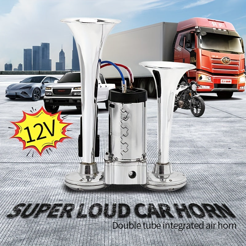Universal Dual Air Horn System for 12V Vehicles with Compressor