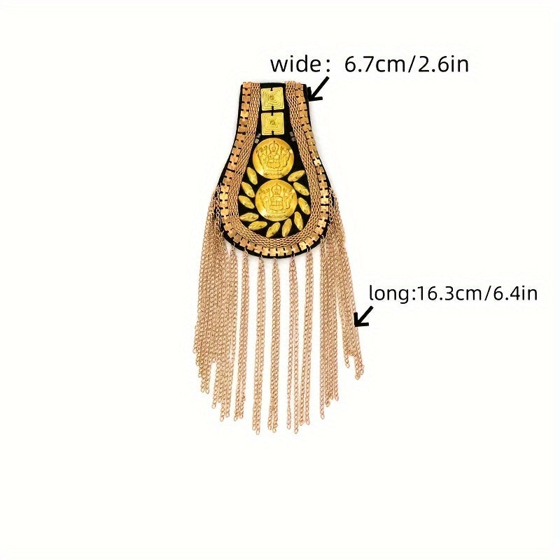 Unisex European and American Suit Brooches with Rivets Tassels and Epaulettes