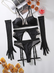 Women’s Mesh Patchwork Sexy Gloves Set for Party and Fashion