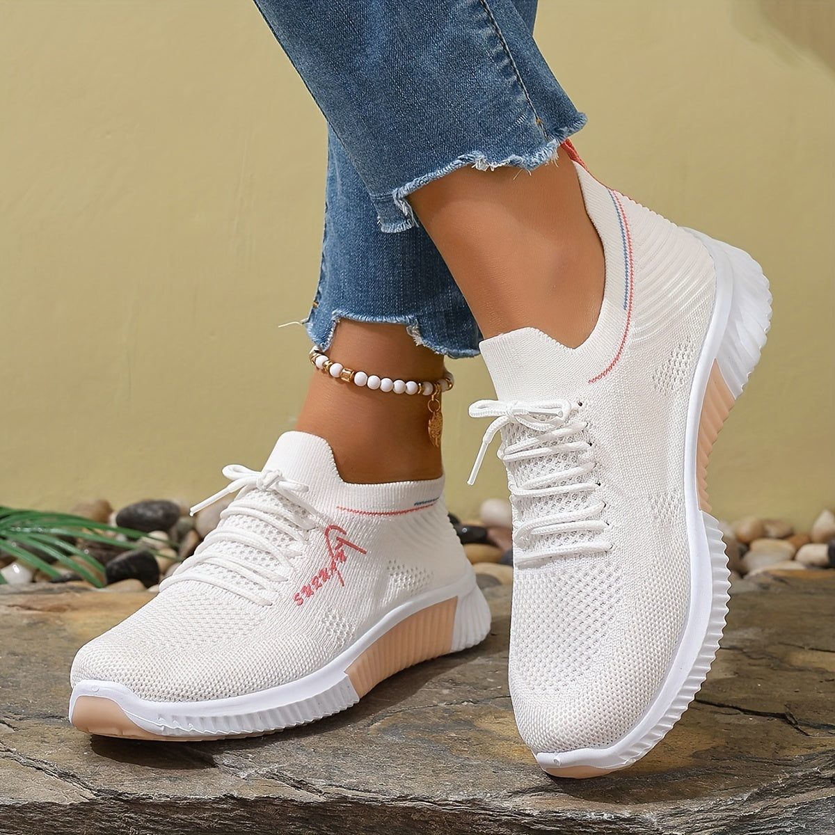Women's Lightweight Knitted Sneakers for Running and Walking Outdoor Sports