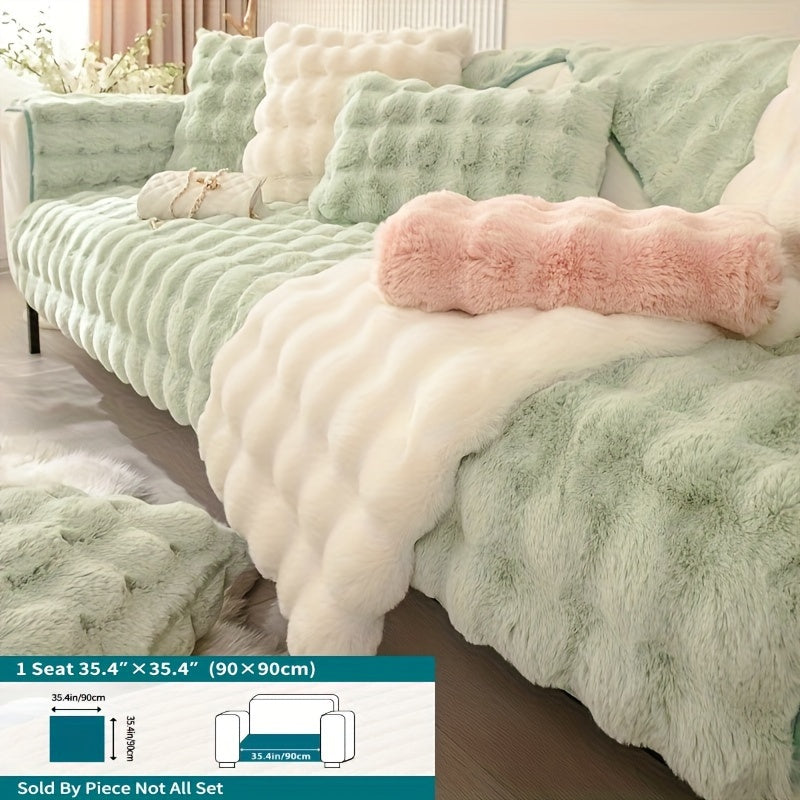 Winter Plush Sofa Cover Anti-Slip Dustproof Slipcover for Couch Living Room Bedroom