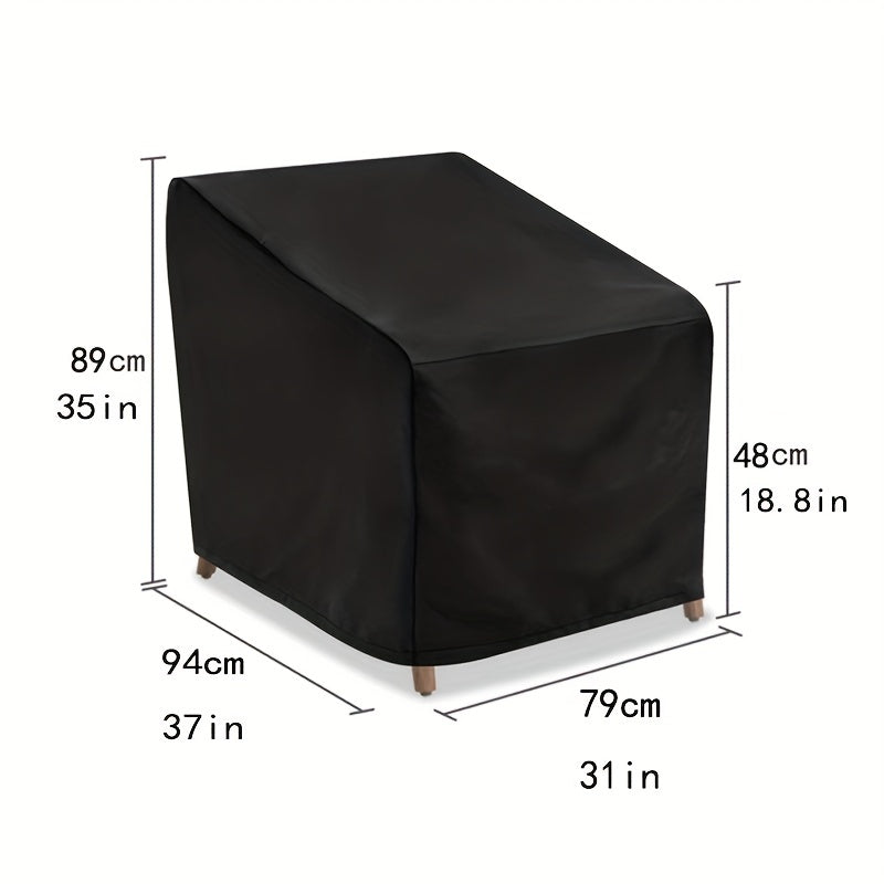 Funda para silla de jardín impermeable para exteriores, negra, de nylon, con cordón, para patio y balcón, resistente a todas las condiciones climáticas