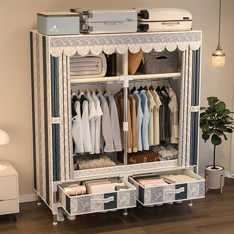 Rojdestvo mavzusidagi portativ saqlash shkafi, po'lat ramka bilan, 2 ta osma barlar, 4 ta javon