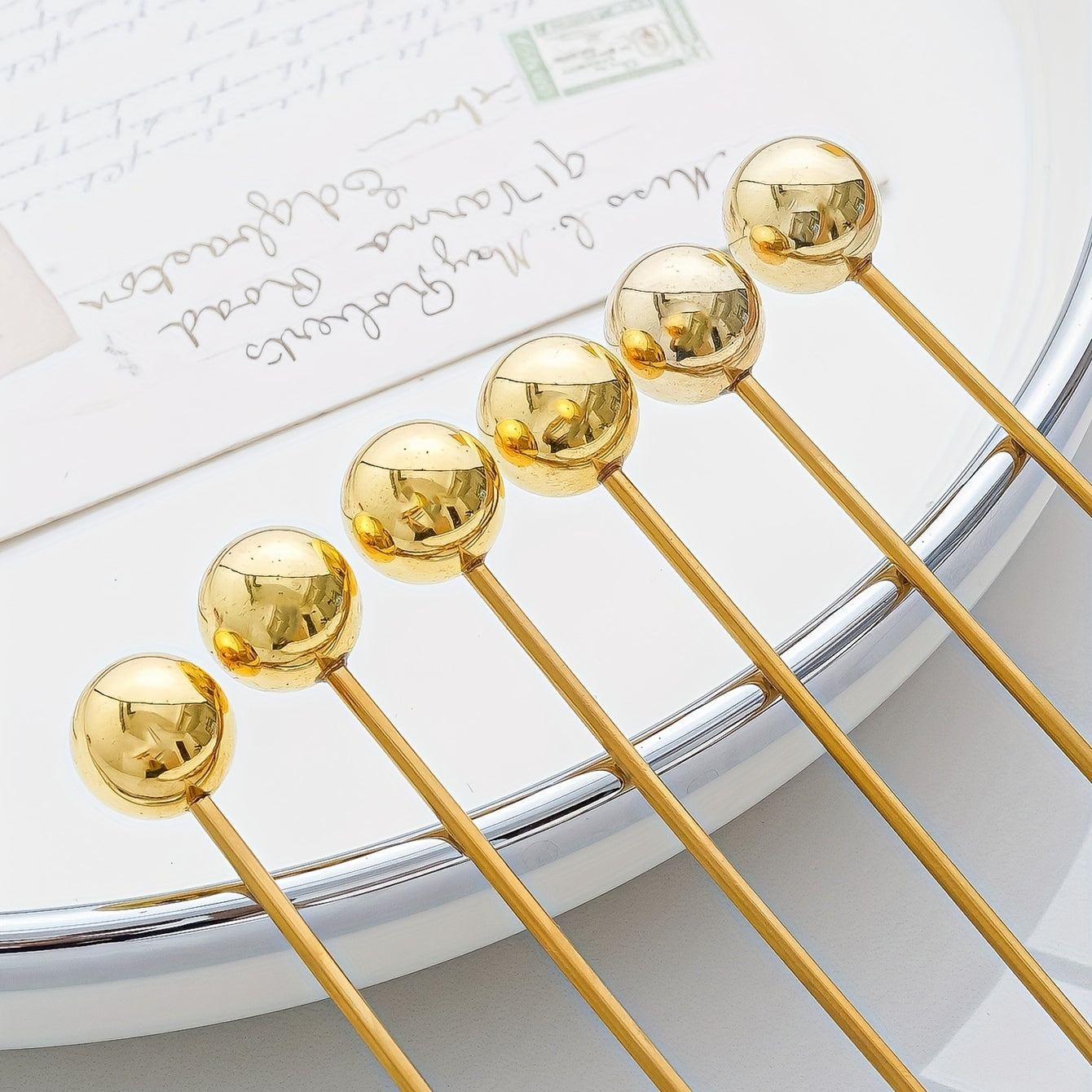 Golden and Silver Round Dessert Spoons for Coffee Cake and Snacks