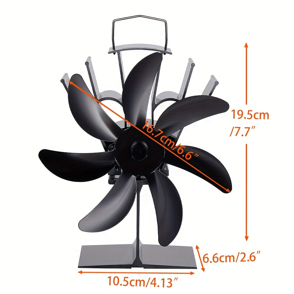 Black 2024 7-Blade Metal Stove Fan for Home Heater and Camping Stove