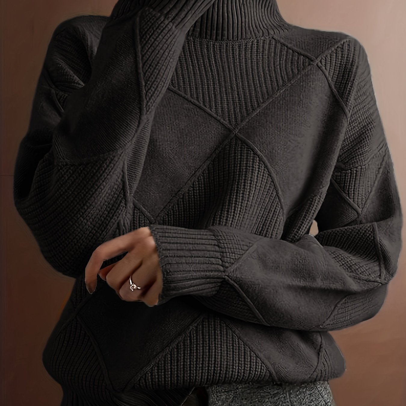 Plus Size Women’s Knitted Turtleneck Sweater Long Sleeve Fall Winter Pullover