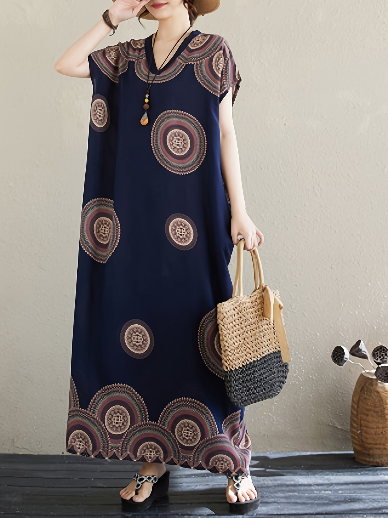 Женское платье макси в стиле бохо шик из вискозы с пейсли, зелёное, с V-образным вырезом и короткими рукавами