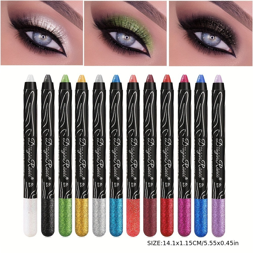 Women Shimmering Eyeshadow Pencil 2-in-1 Matte Glitter Brightening Contouring