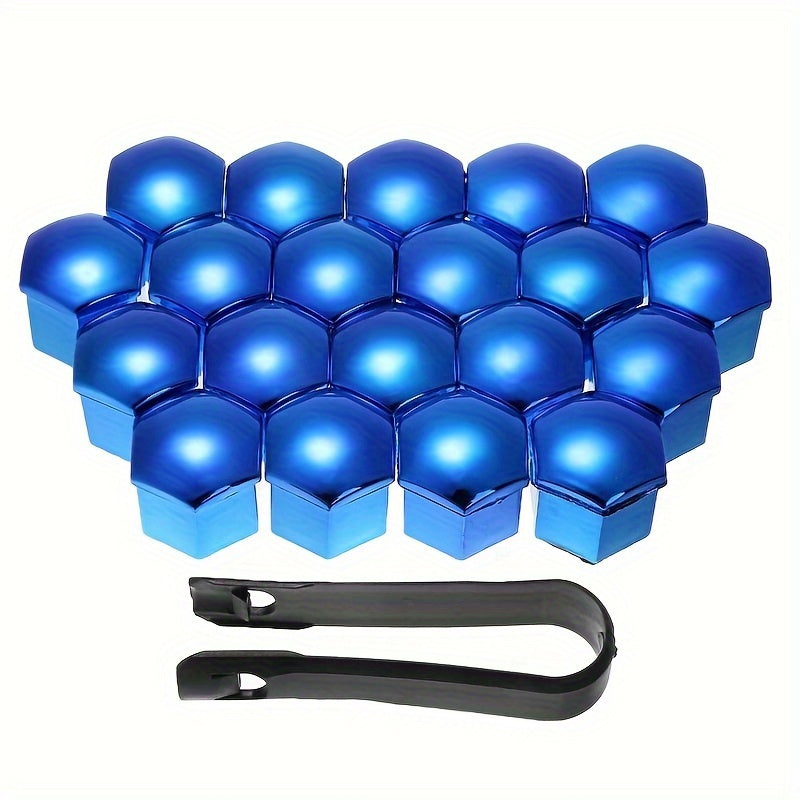 20 piezas de tapas de cubo de rueda electroplateadas en azul y rojo, protección contra polvo de neumáticos, cubiertas decorativas