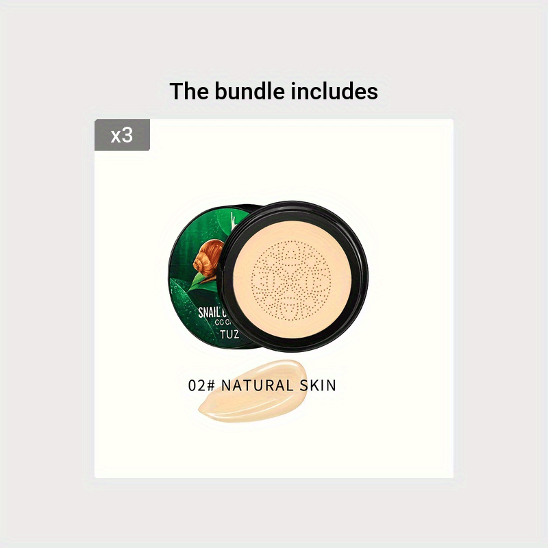 Mujeres crema de base con esponja de aire con setas, corrector iluminador, hidratante y que da brillo