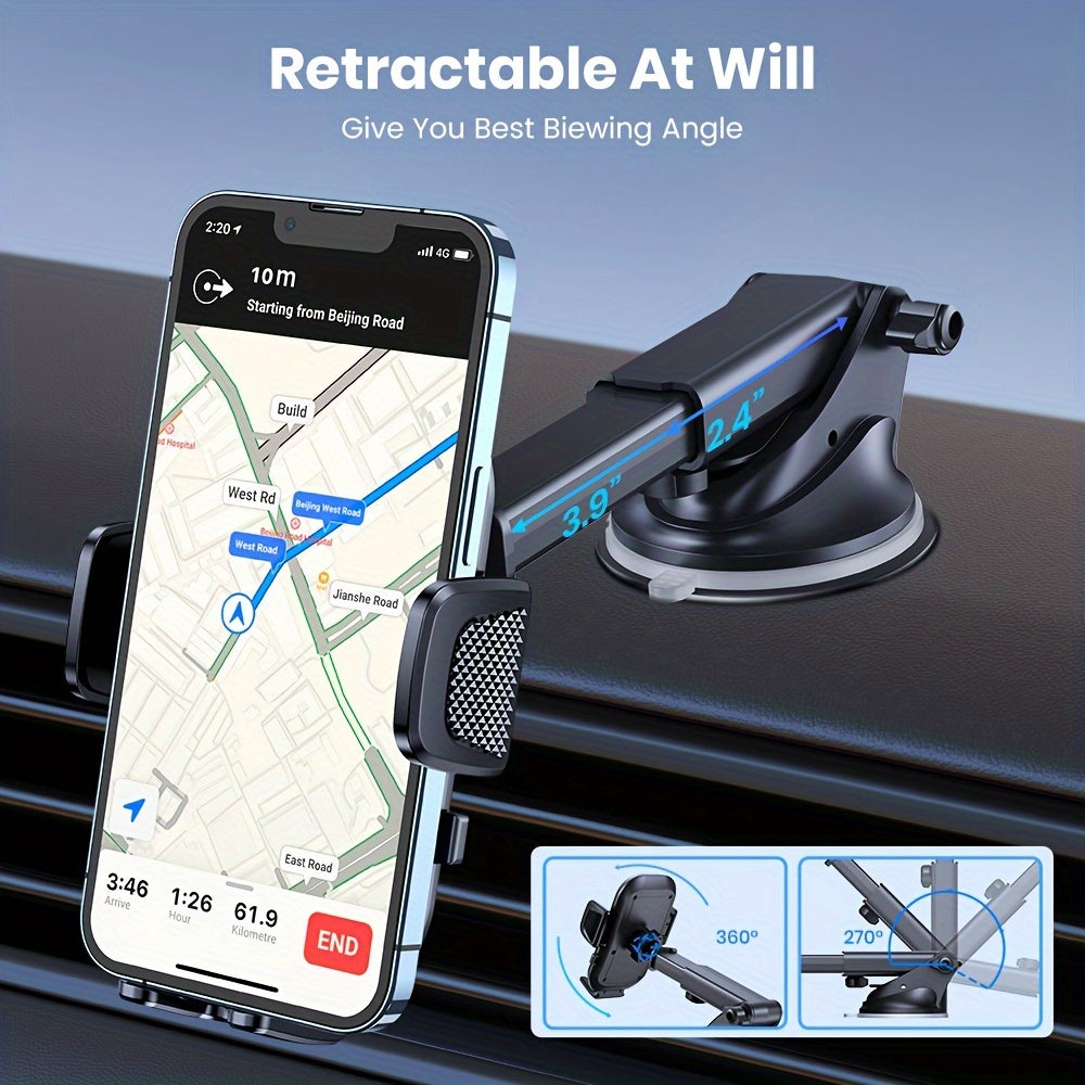 Universal Car Phone Mount Dashboard Holder for Smartphones Adjustable Black