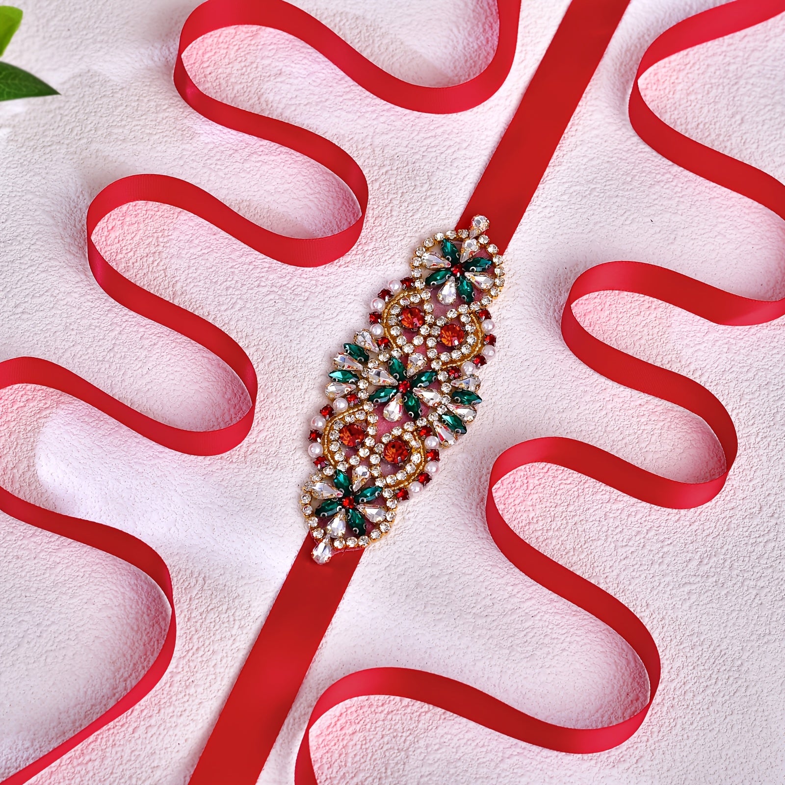 Qoʻlda tayyorlangan rhinestone toʻy belbogʻi, yorqin ranglar bilan, kelinlar va kelin qizlar uchun