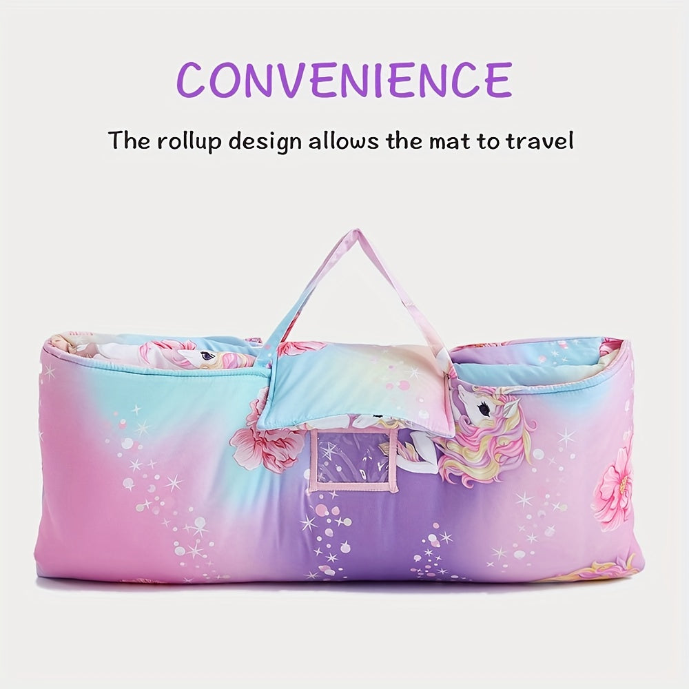 Kids Microfiber Sleeping Mat with Removable Pillow for Preschool Travel and Gifting