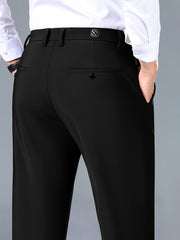 Men's Slim Fit Stretch Pants Solid Color Business Casual All-Season