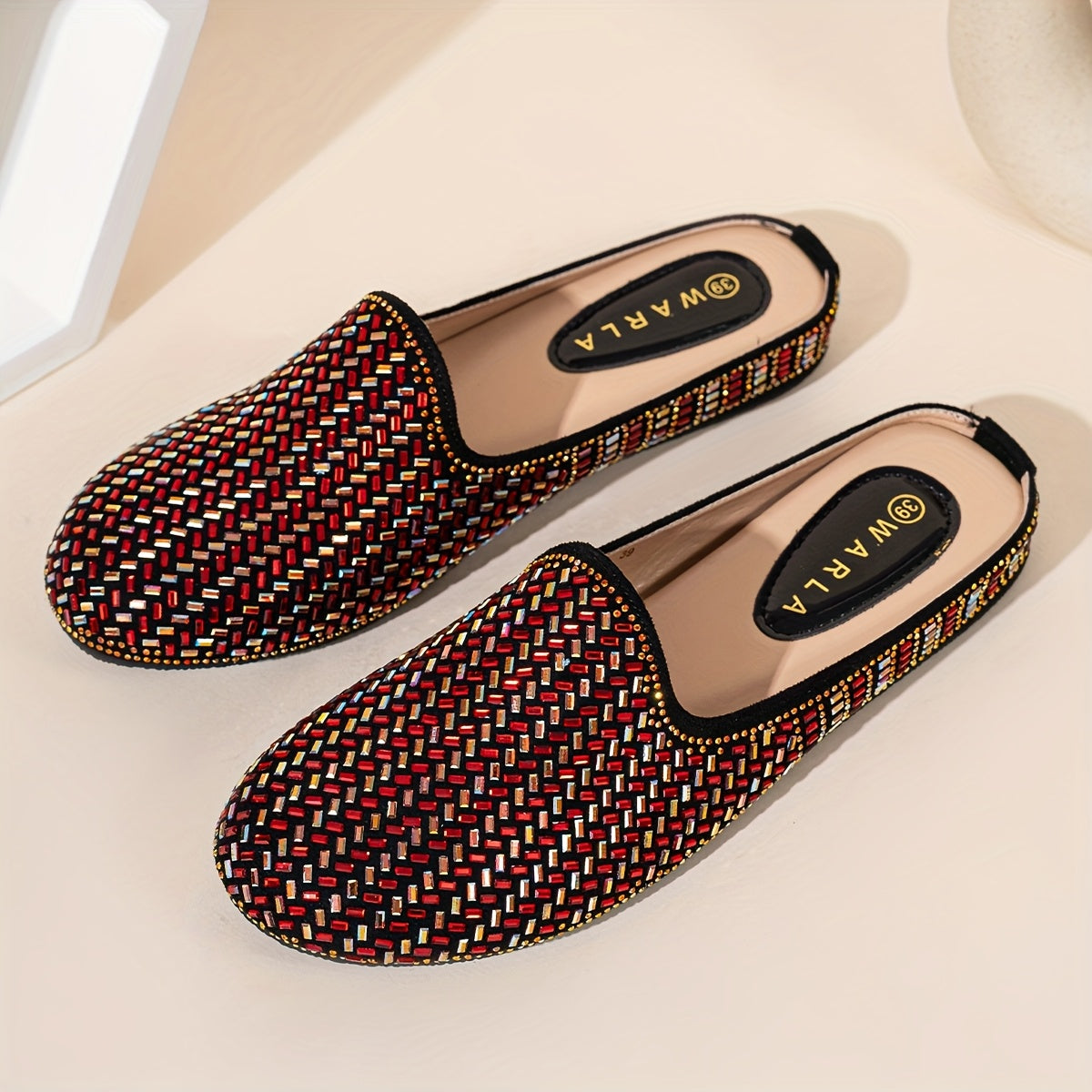 Women Geometric Rhinestone Slip-On Flats Comfortable Casual Shoes
