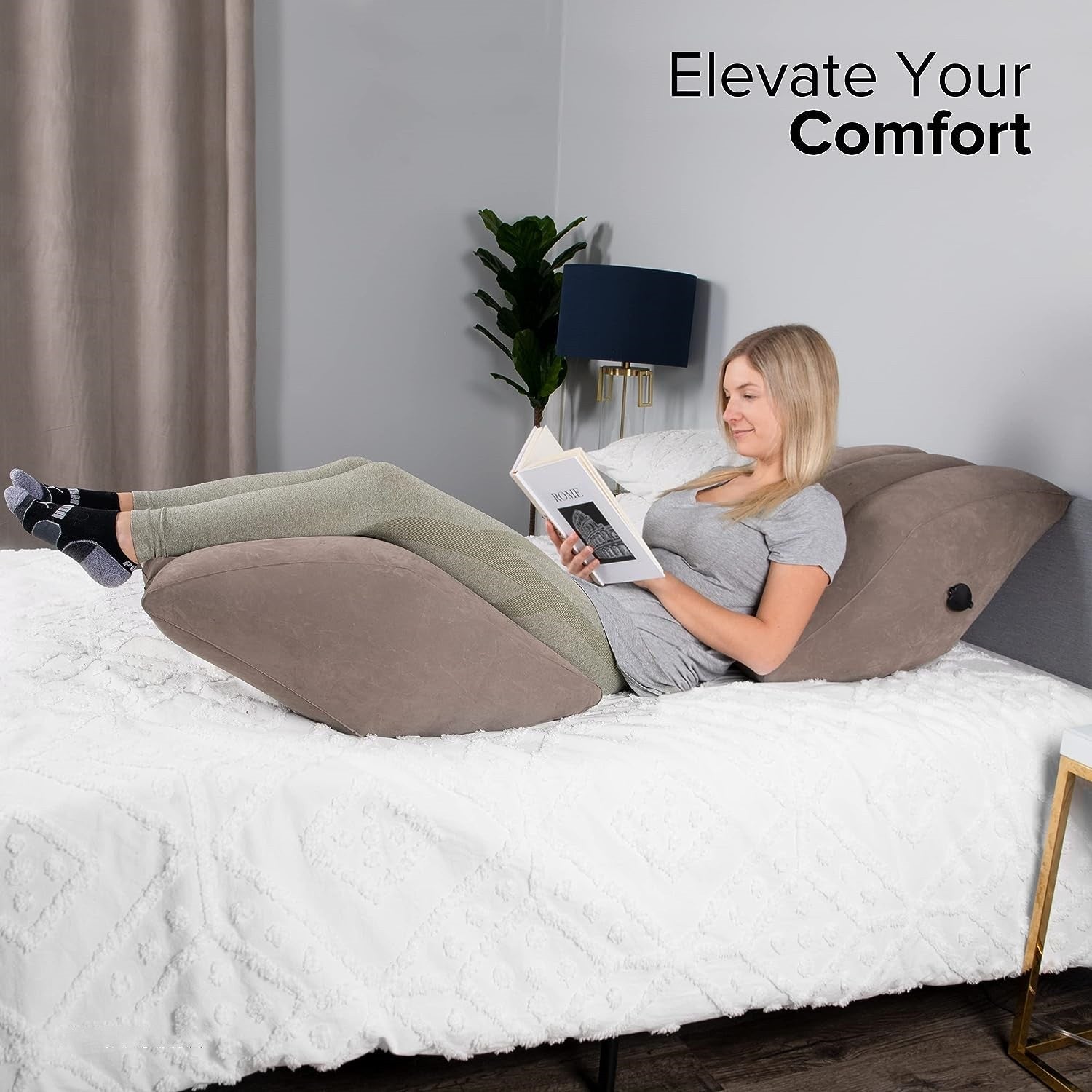 Inflatable Leg Elevation Pillow with Storage Bag for Blood Circulation and Injury Recovery