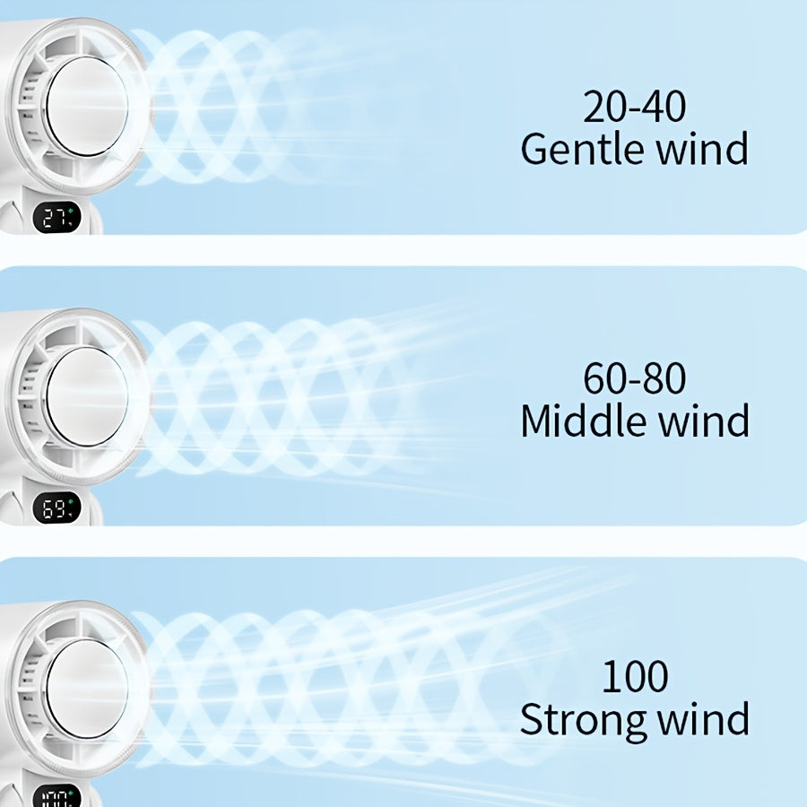 Portativ yig'iladigan qo'l fan, 100 tezlikli turbo, USB bilan qayta zaryadlanadigan, kiyish uchun mo'ljallangan dizayn