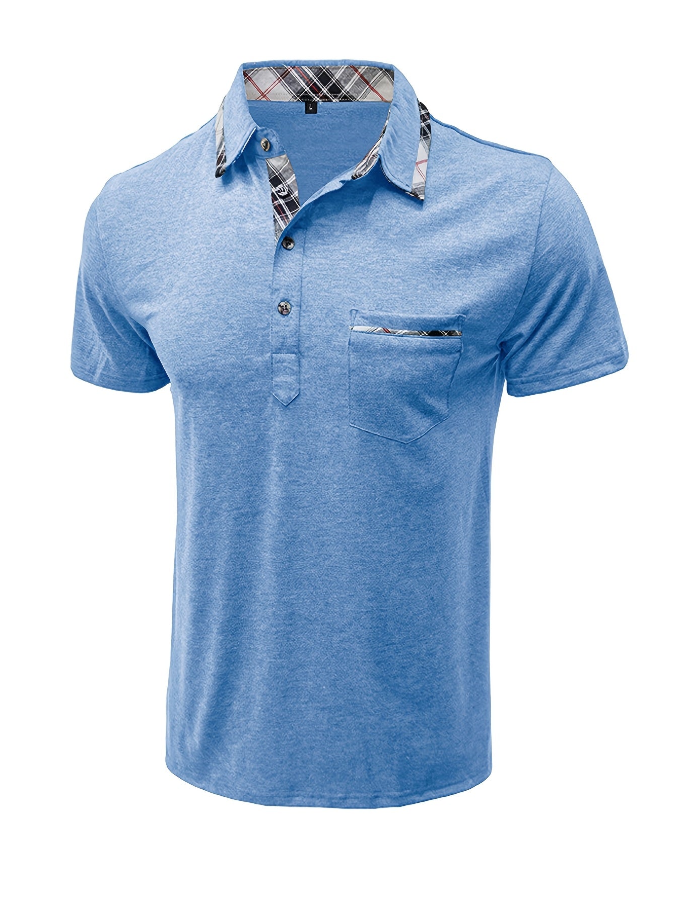 Erkaklar uchun qo'shimcha o'lchamdagi cho'ntakli polo ko'ylak, plitka yaka, biroz cho'ziladigan to'qima (77% polyester, 19% viskoza, 4% elastan), yozda 180g/m² og'irlikda ideal.