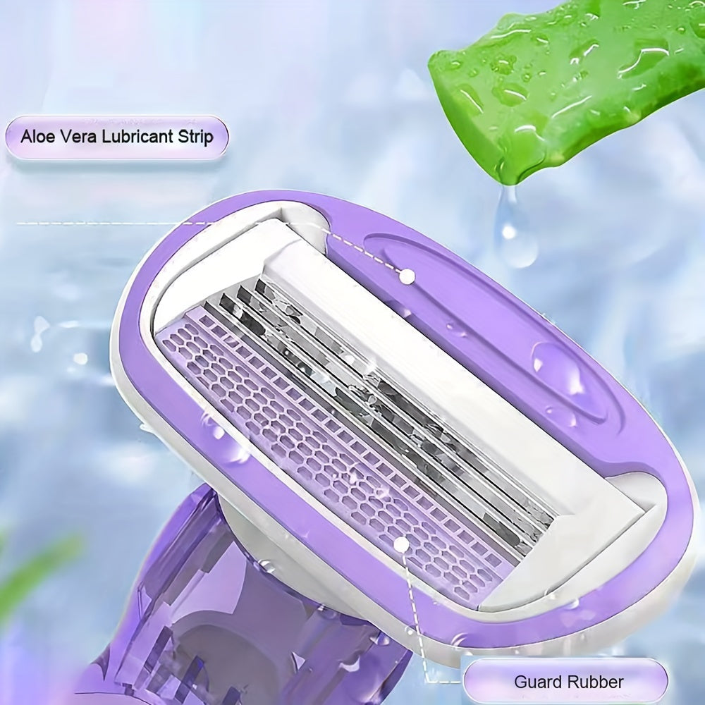 Women's Purple Razor with Soft Rubber Handle and Five Blades