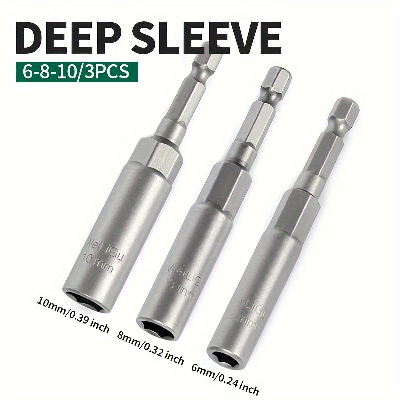 Juego de llaves de vaso profundo de 30mm, acero de vanadio cromado, llave hexagonal extendida, no magnética