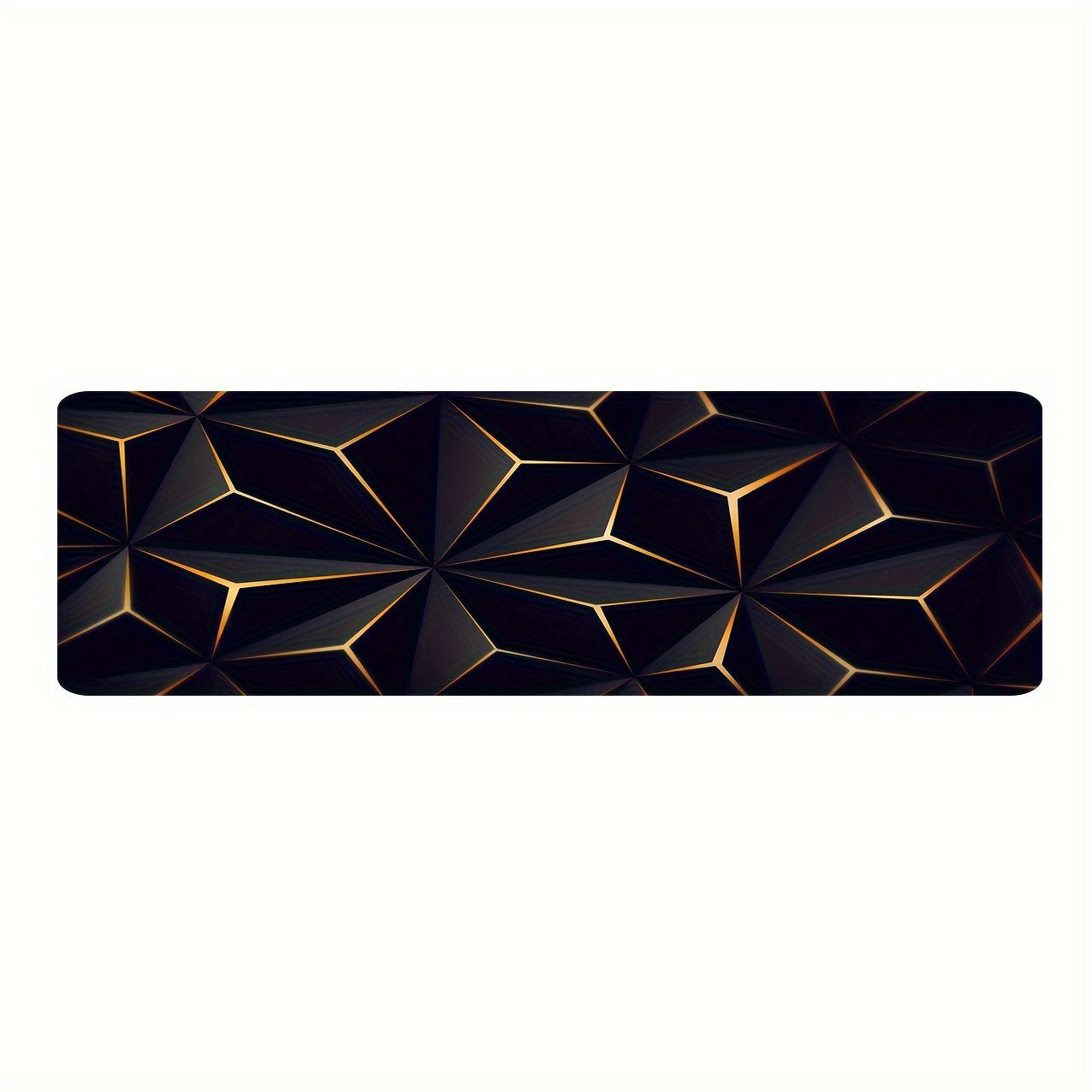 Black and Gold Geometric Area Rug for Living Room and Bedroom Slip-Resistant Carpet