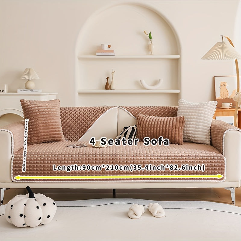 Funda de sofá de terciopelo con respaldo antideslizante para todas las estaciones, amigable con las mascotas, decoración para sala de estar y oficina