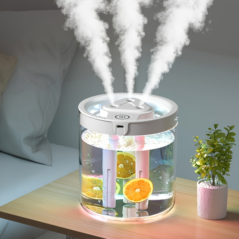 Compact USB Misting Humidifier for Bedroom Office Desktop Use with 3 Outlets