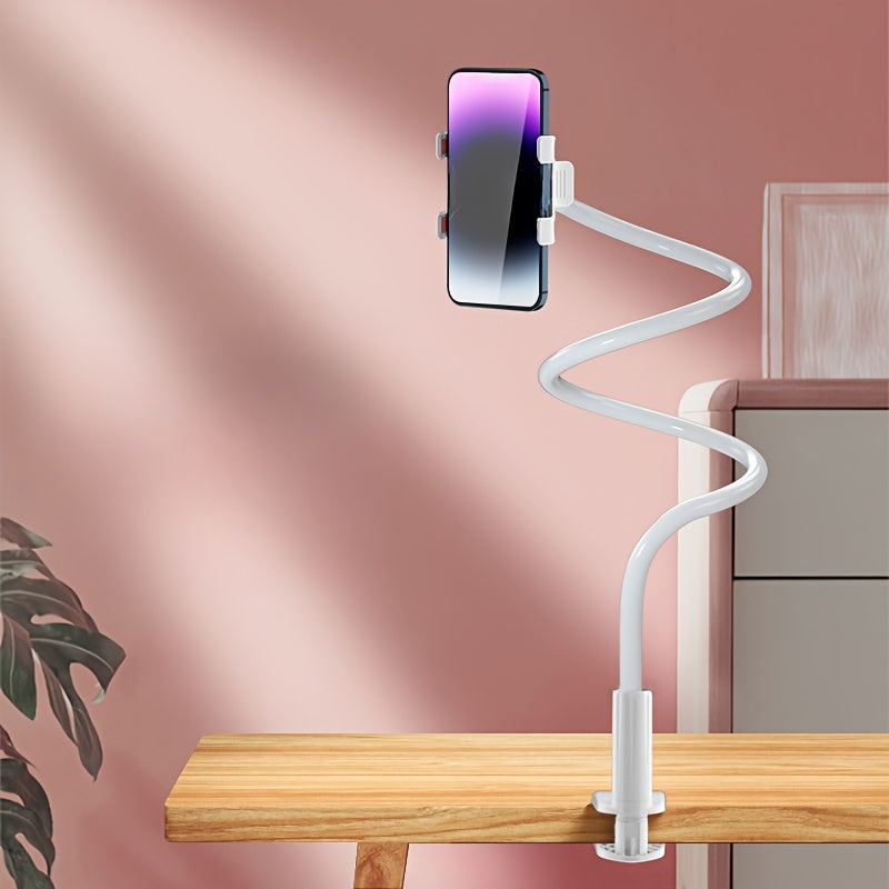 Adjustable Mobile TV Stand with Wheels and Phone Holder for RV Office Bedside Home