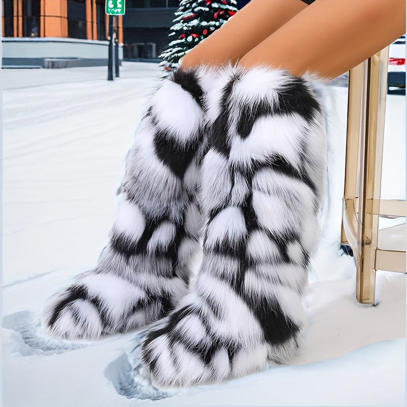 Women's Winter Warm Snow Boots Knee-High Slip-On Cold Weather Shoes