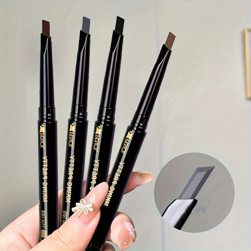 Women Waterproof Dual-Ended Eyebrow Pencil with Brush Long-Lasting 3D Color