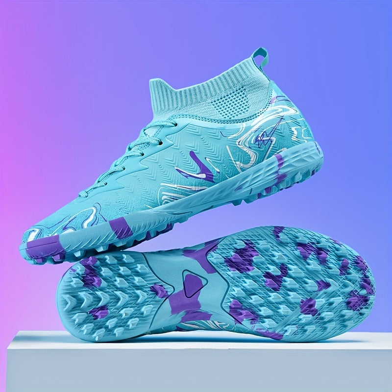 Men's Soccer Cleats Lace Closure PU Upper Rubber Sole All-Season Sports Shoes