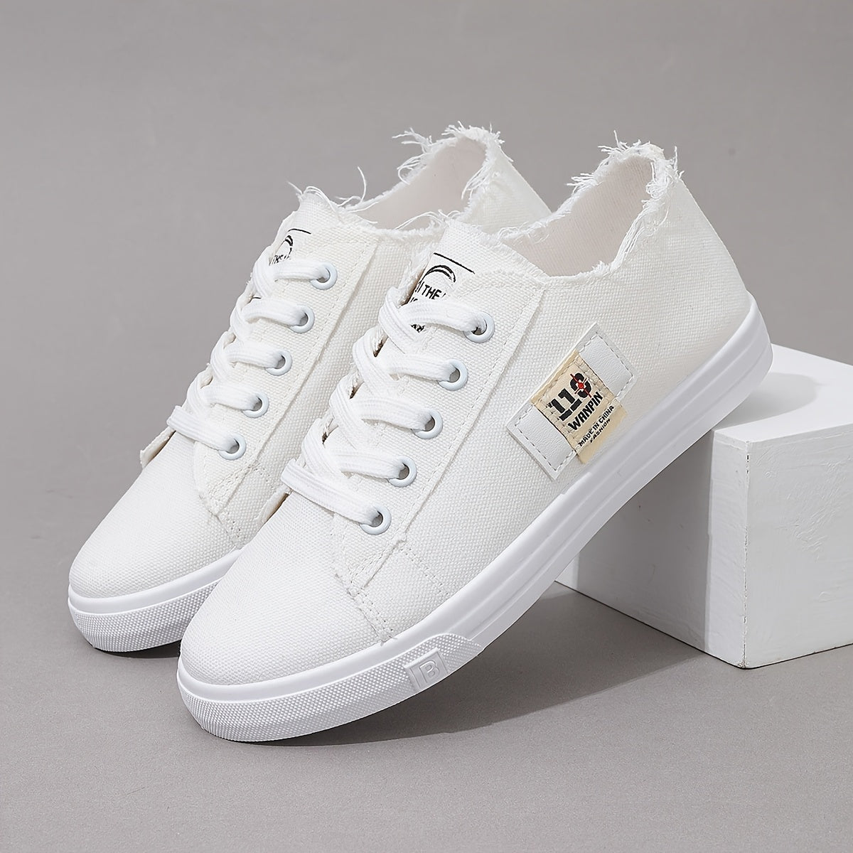 Women's Breathable Fabric Sneakers, All-Season Casual Lace-Up Shoes