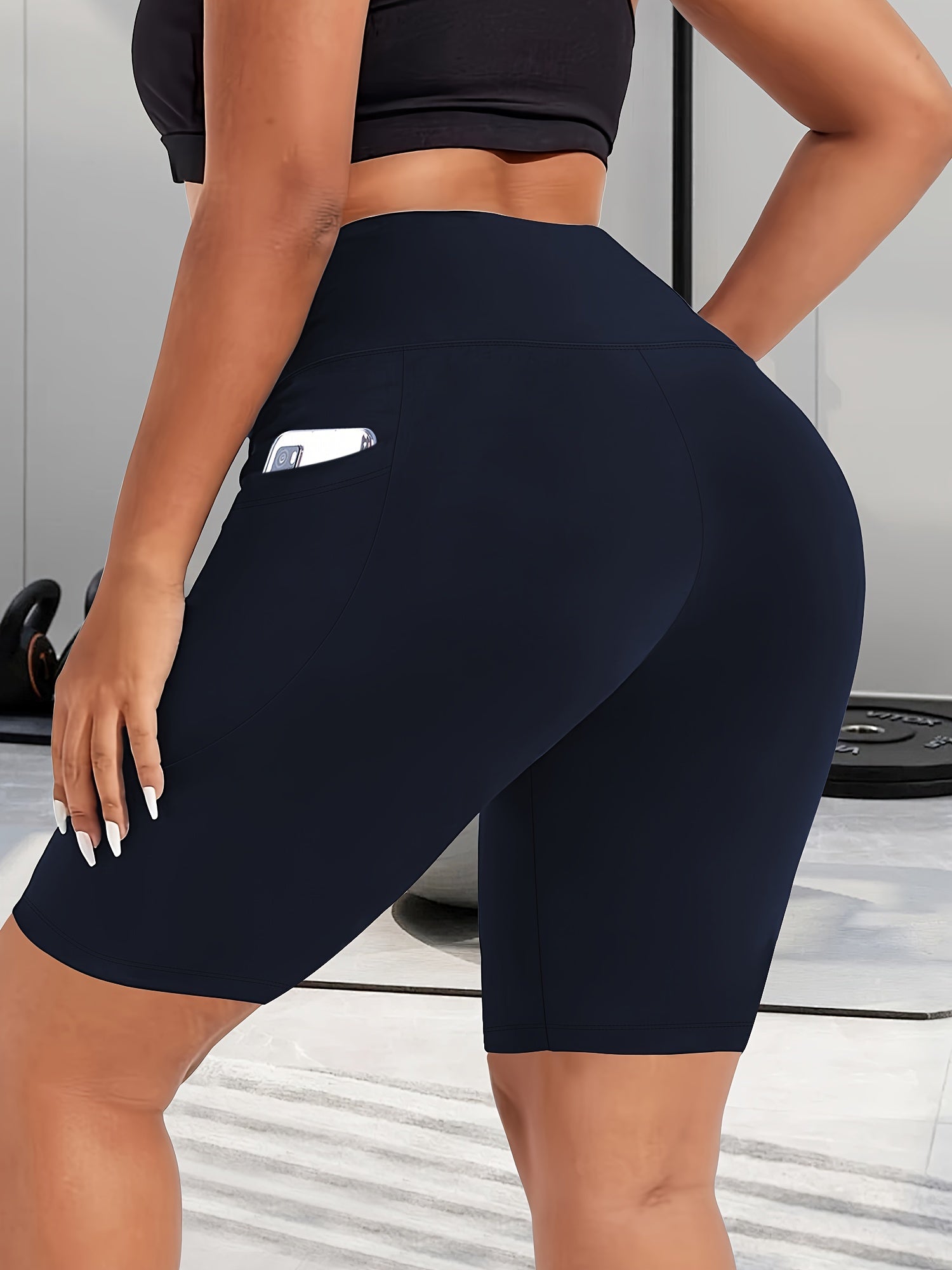 Women's High-Waist Shaping Shorts Black Tummy Control Mid-Thigh